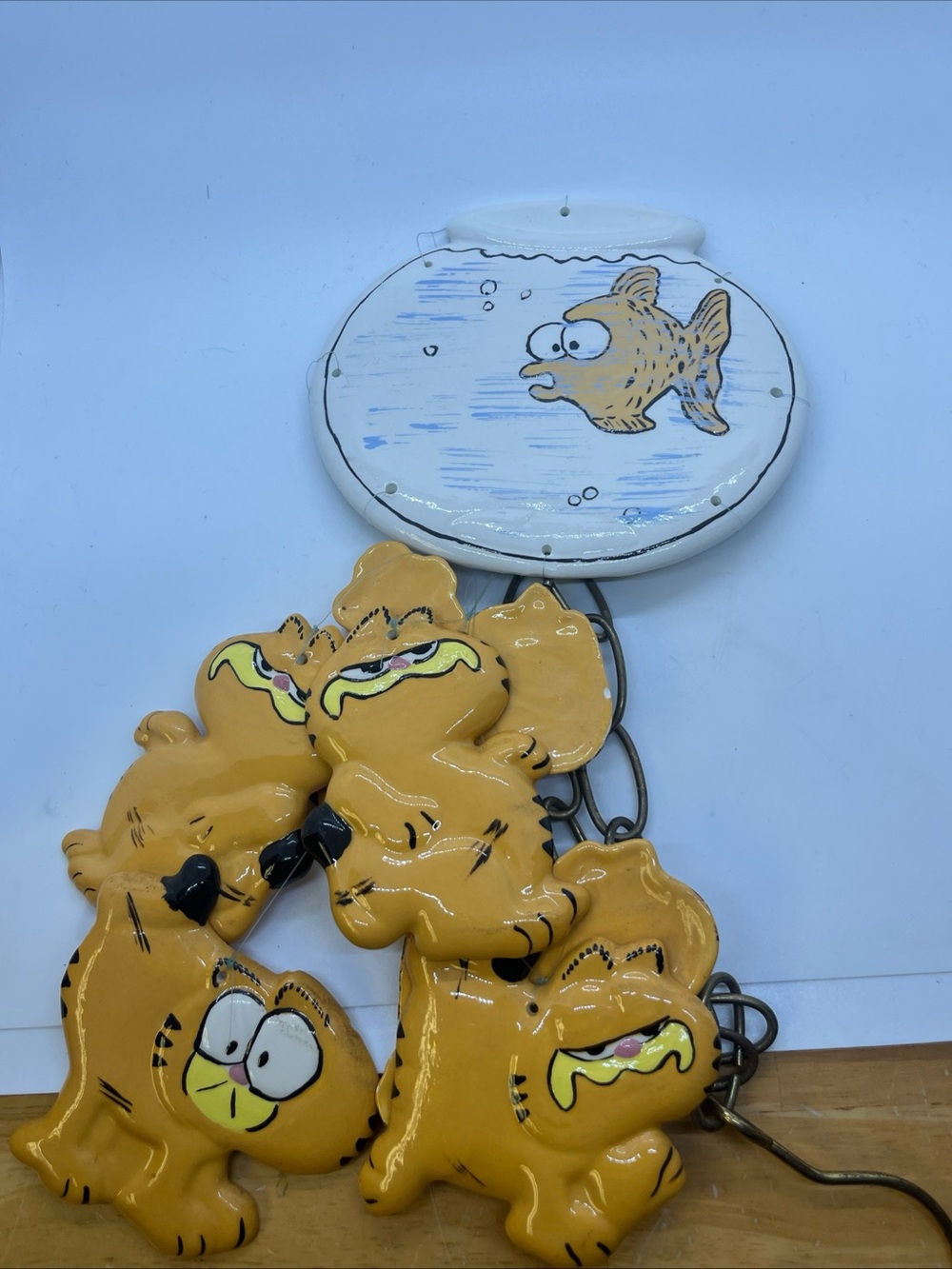 Vintage Garfield Ceramic Wind Chime Mobile